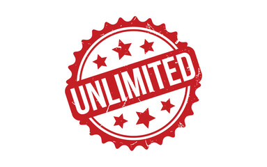 Unlimited Stamp. Red Unlimited Rubber grunge Stamp