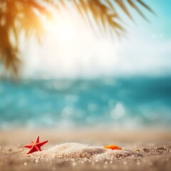 Fototapeta na wymiar Summer beach background shot in bokeh style 