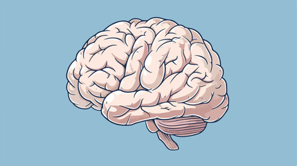 Trace brain on blue background 2d flat cartoon vact