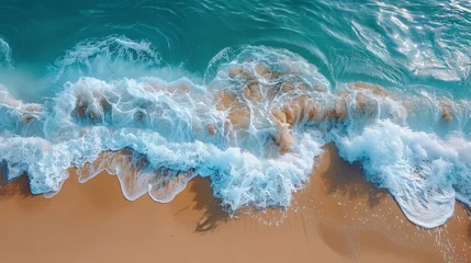 Deurstickers Waves Rolling Onto Sandy Beach © ArtCookStudio