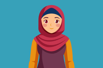 Hijab Asian women full-bodied vector illustration 