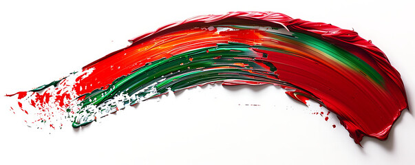 Abstract splash acrylic red an green brush stroke oil paint smear line on white background. generative ai - obrazy, fototapety, plakaty
