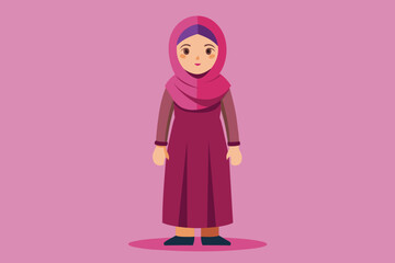 Hijab Asian women full-bodied vector illustration 