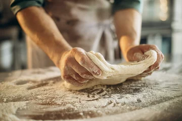 Selbstklebende Fototapeten Man Kneads Dough Bread 2 © Meharunnisa