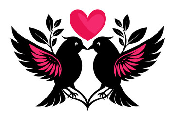 love birds silhouette vector illustration