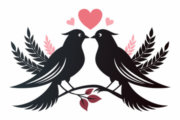love birds silhouette vector illustration