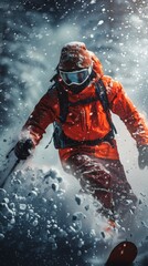 Man Standing on Top of Snow-Covered Mountain