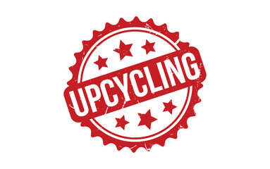 Upcycling Stamp. Red Upcycling Rubber grunge Stamp