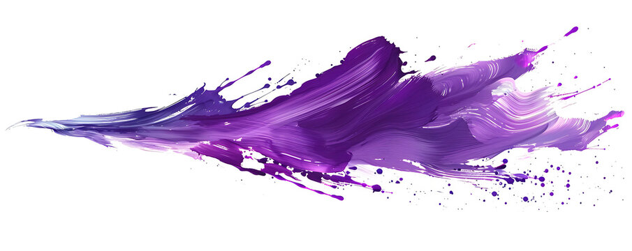 Abstract splash purple acrylic brush stroke oil paint smear line on white background. generative ai