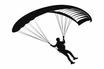 paraglider-black-silhouette-on-white-background