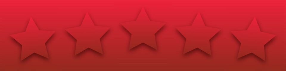 Red 5 star icon. Customer feedback concept. Vector 5 token points stars rating review. Quality shape design. Vector five stars.