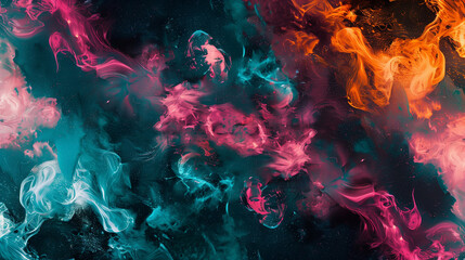 abstract colorful smoke on the black background