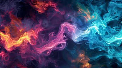 abstract colorful smoke on the black background