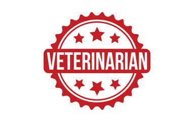 Veterinarian Stamp. Red Veterinarian Rubber grunge Stamp