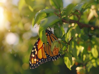 Monarch Butterfly EmergingChrysalis - Beautiful Nature Transformation Image