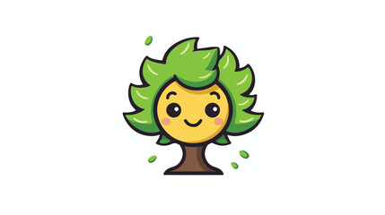 Tree Kids Logo Icon Design 2d flat cartoon vactor illustration