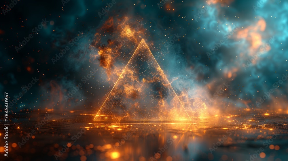 Aufkleber applied astronomy concept with golden ratio graphic surrounded by triangle sign in outer space