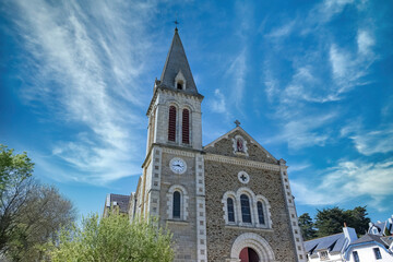 Sauzon in Belle-Ile, Brittany, typical church in the village
- 784541507