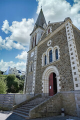 Sauzon in Belle-Ile, Brittany, typical church in the village
- 784541525