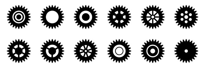 Gears icon set. Setting gears icon. Collection of mechanical cogwheels. Simple Gear wheel collection. Gear icons. Vector illustration with cogwheels sign set.