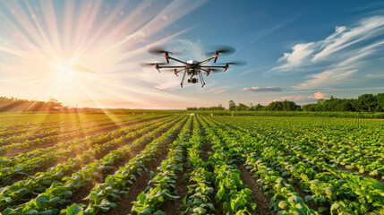 Modern organic farm adopts robotic industry technology with AI - obrazy, fototapety, plakaty