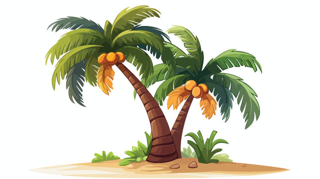 Tropical palm tree isolated design 2d flat cartoon