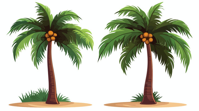 Tropical plam trees icon isolated 2d flat cartoon v