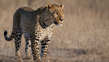 A Leopard With Its Muscles Tense Poised For Actio
