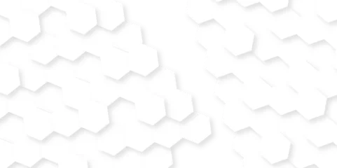 Fotobehang Abstract white background with hexagons. Abstract hexagon polygonal pattern background vector. seamless bright white abstract honeycomb background.  © MOHART PARK