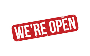 We’re Open Stamp. Red We’re Open Rubber grunge Stamp