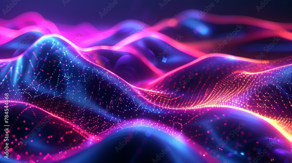 Leinwandbilder an abstract glow lines background. wavy neon lines with a futuristic design. futuristic blue, purple