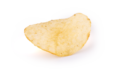 one unit of potato chips snack isolated on transparent background top view