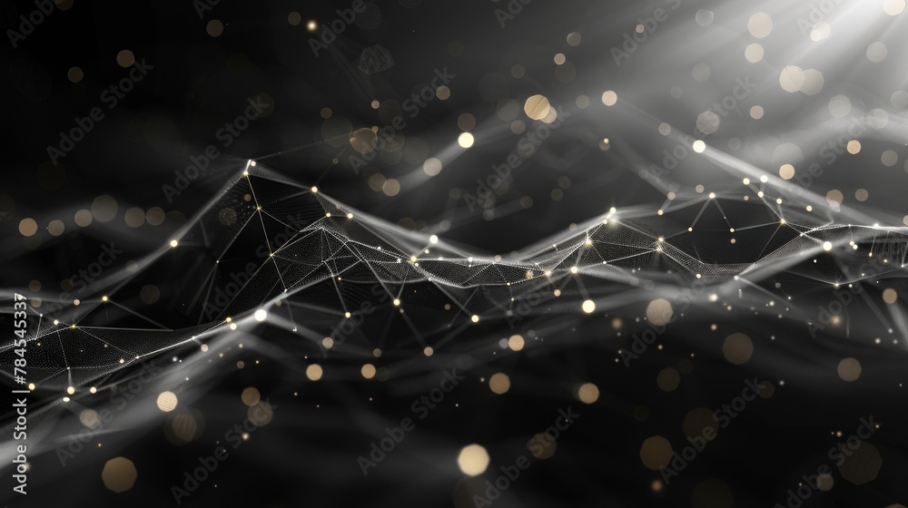Poster Polygonal abstract background with dots and lines in low poly. Connection structure. Science. Futuristic polygonal background. Triangular. Wallpaper. Business.