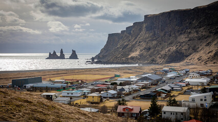 Beautiful cityscape in Vik in Iceland on march 23rd 2024