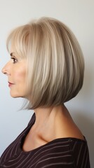 Fototapeta premium A blonde woman with a short bob haircut