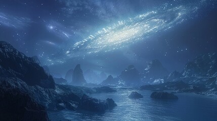 The disappearance of the Marine Sulphur Queen with the Triangulum Galaxy looming overhead, a journey into the unknown - obrazy, fototapety, plakaty