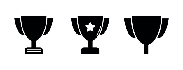 Trophy Fill Icon Symbol Vector. Black Glyph Trophy Icon