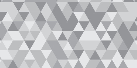 Abstract geometric white and gray background seamless mosaic and low polygon triangle texture wallpaper. Triangle shape retro wall grid pattern geometric ornament tile vector square element.
