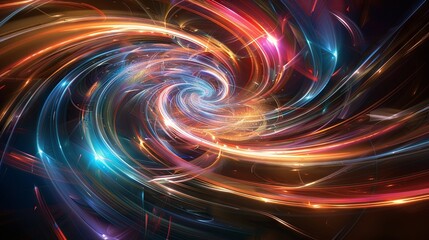 Vibrant abstract light swirls digital artwork