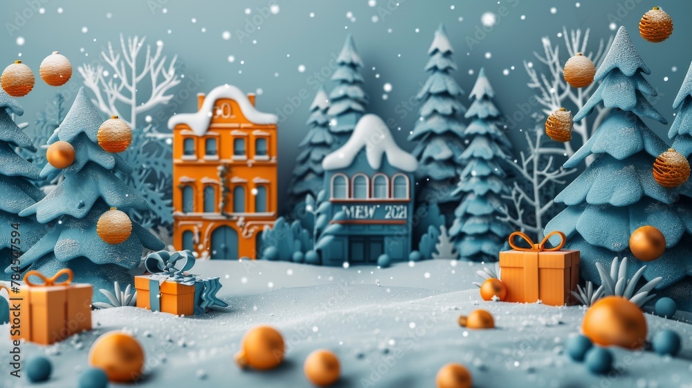 Poster A winter holiday greeting card design template for the New Year of 2021. End of 2020 and beginning of 2021. The new year begins with a new calendar page.