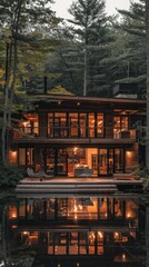 House surrounded by trees and water
