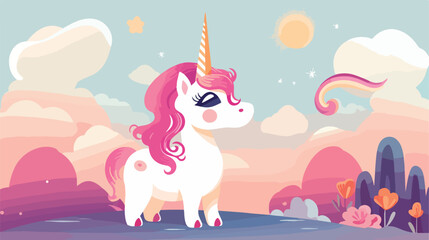 Unicorn vector illustration image with colorful background