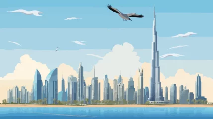 Foto op Plexiglas United Arab Emirates skyscraper silhouette. Dubai f © zoni