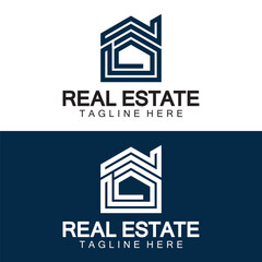 Fototapeta premium Real Estate Logo Vector. Logo Design Template for Property Real Estate Illustration with House Icon line minimalist concept