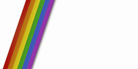 Abstract geometric red, orange, yellow, green, blue and purple ribbon lgbtq color isolated background. Lgbt Pride History Month color background with copy space for text. Vector illustration.