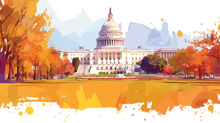 US Capitol Building in Autumn  Washington DC Unite