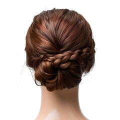 Naklejka premium Braided Updo female mannequin, transparent background, isolated image, generative AI