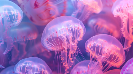 Many jellyfish pattern pink and purple gradient