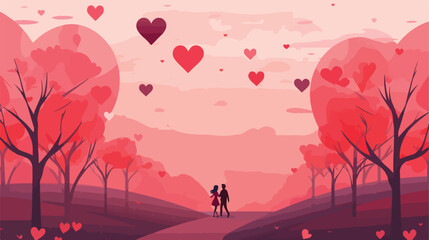 Valentines day background 2d flat cartoon vactor illustration