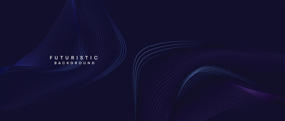 Information technology, digital age, data visualization, future technology background. Concept of futuristic technology. Smooth wave lines with purple, blue, and green gradient banner, presentation